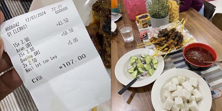 Adakah RM107 Untuk 30 Batang Sate Dan 2 Nasi Himpit Dianggap Mahal?